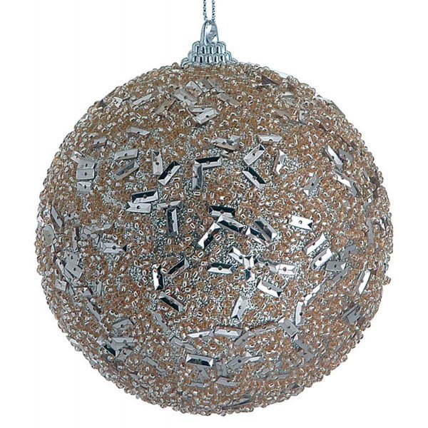 Χριστουγεννιάτικη Μπάλα Σαμπανιζέ με Χάντρες (10cm)
